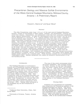 Precambrian Geology and Massive Sulfide Environments of the West-Central Hualapai Mountains, Mohave County, Arizona - a Preliminary Report