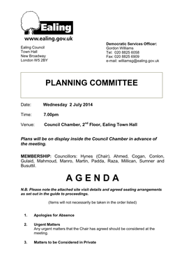 The Planning Committee Will Be Held on Wednesday 23 July 2014