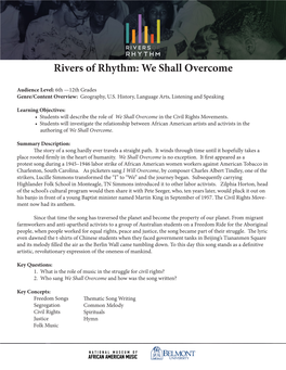 Rivers of Rhythm: We Shall Overcome