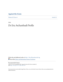 Dr. Eric Archambault Profile