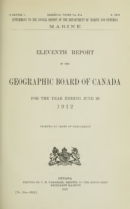 Eleventh Report of the Geographic Board of Canada, for the Year
