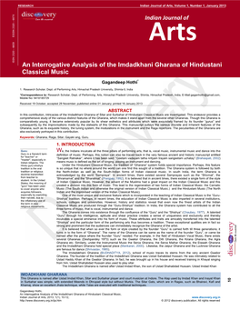 An Interrogative Analysis of the Imdadkhani Gharana of Hindustani Classical Music