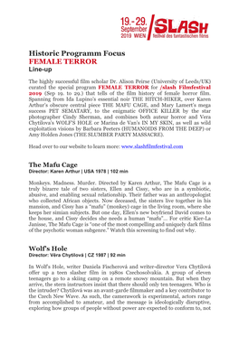 Historic Programm Focus FEMALE TERROR Line-Up