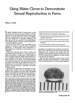 Using Water Clover to Demonstrate Sexual Reproduction in Ferns