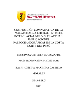 COMPOSICIÓN COMPARATIVA DE LA MALACOFAUNA LITORAL ENTRE EL INTERGLACIAL MIS 5E Y EL ACTUAL: IMPLICACIONES PALEOCEANOGRÁFICAS EN LA COSTA NORTE DEL PERÚ