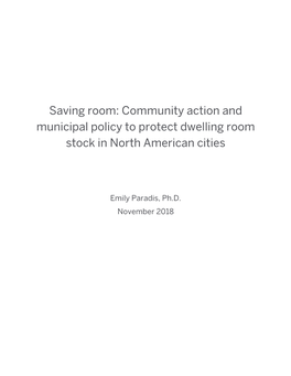 Saving Room: Community Action and Municipal Policy to Protect Dwelling Room Stock in North American Cities