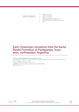 Early Ordovician Conodonts from the Santa Rosita Formation at Pantipampa, Iruya Area, Northwestern Argentina