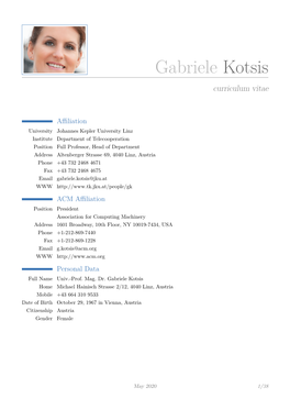 Gabriele Kotsis Curriculum Vitae