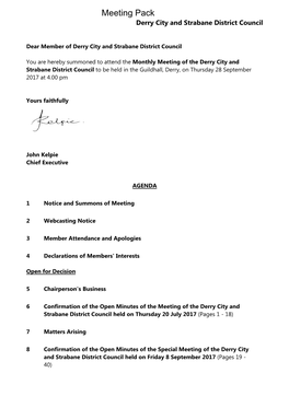 Agenda Document for Derry City and Strabane District Council
