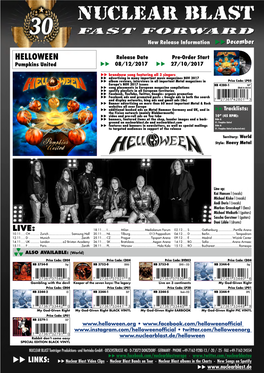 HELLOWEEN Release Date Pre-Order Start Pumpkins United Uu 08/12/2017 Uu 27/10/2017