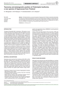 Taxonomy and Phylogenetic Position of &lt;I&gt;Fimbristylis