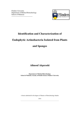 Identification and Characterization of Endophytic Actinobacteria Isolated