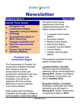 Newsletter Volume 5, Issue 3 March 2013