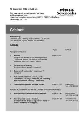 (Public Pack)Agenda Document for Cabinet, 10/12/2020 19:00