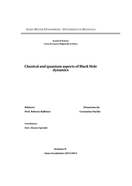 Classical and Quantum Aspects of Black Hole Dynamics