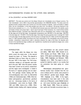 Geothermometric Studies on the Attepe Iron Deposits