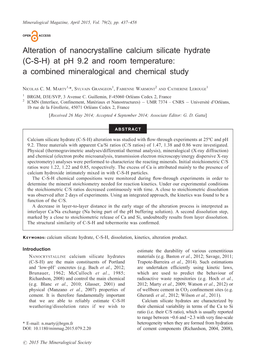 Alteration of Nanocrystalline Calcium Silicate Hydrate (CSH)