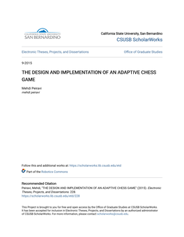 The Design and Implementation of an Adaptive Chess Game