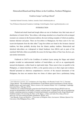 Heterochord Board and Strip-Zithers in the Cordillera, Northern Philippines