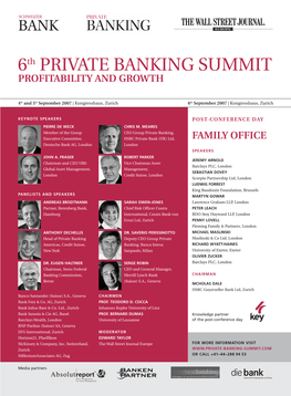 6Th PRIVATE BANKING SUMMIT PROFITABILITY and GROWTH