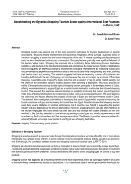 Benchmarking the Egyptian Shopping Tourism Sector Against International Best Practices in Dubai, UAE