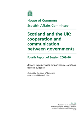 Scotland and the UK: Cooperation and Communication Between Governments