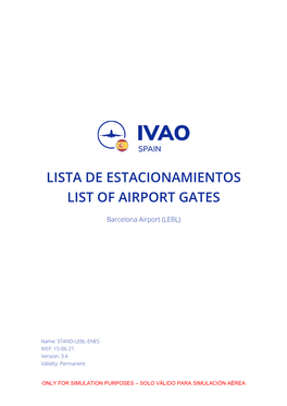 Lista De Estacionamientos List of Airport Gates