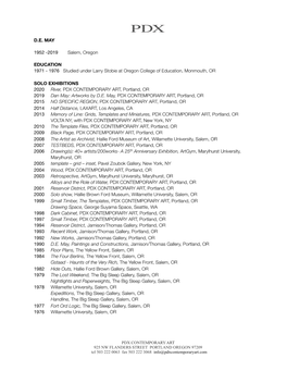 D.E. MAY 1952 -2019 Salem, Oregon EDUCATION 1971