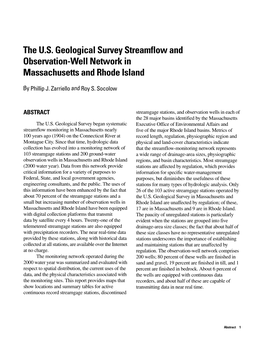 The U.S. Geological Survey Streamflow and Observation-Well Network in Massachusetts and Rhode Island