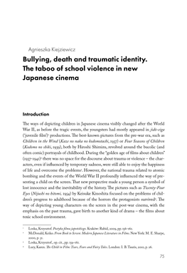 Bullying, Death and Traumatic Identity. the Taboo of School Violence in New Japanese Cinema