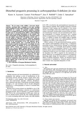 Disturbed Progastrin Processing in Carboxypeptidase Edeficient Fat Mice