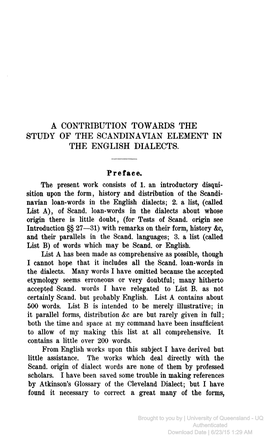 A Contribution Towards the Study of the Scandinavian Element in the English Dialects