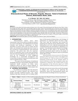 Ethnomedicinal Plants of Sironcha, Etapalli, Dhanora Tahsil of Gadchiroli District, Maharashtra State, India