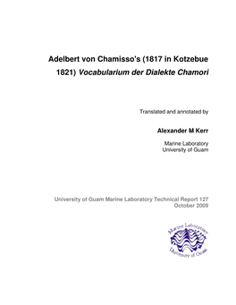 Adelbert Von Chamisso's (1817 in Kotzebue 1821) Vocabularium Der Dialekte Chamori