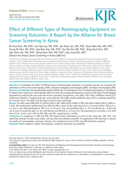 A Report by the Alliance for Breast Cancer Screening I