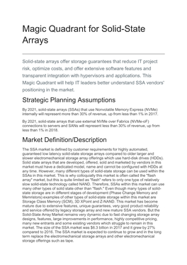 Magic Quadrant for Solid-State Arrays