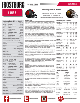 Frostburg Game Notes