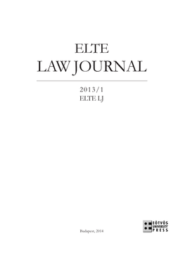 Elte Law Journal