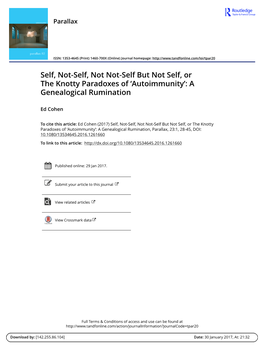 Autoimmunity’: a Genealogical Rumination