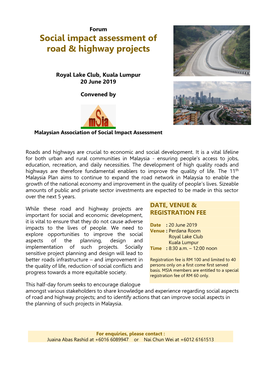 Social Impact Assessment of Road & Highway Projects