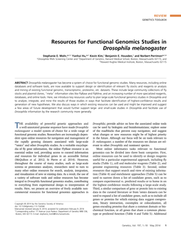 Resources for Functional Genomics Studies in Drosophila Melanogaster