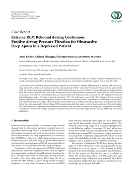 Extreme REM Rebound During Continuous Positive Airway Pressure Titration for Obstructive Sleep Apnea in a Depressed Patient