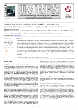 Effective Compounds of Pomegranate and Their Effect on Animal Cells