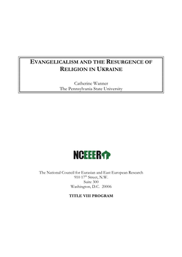 Evangelicalism and the Resurgence of Religion in Ukraine
