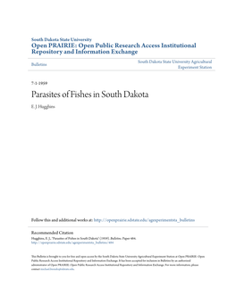 Parasites of Fishes in South Dakota E