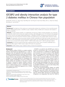 IGF2BP2 and Obesity Interaction Analysis for Type 2 Diabetes Mellitus