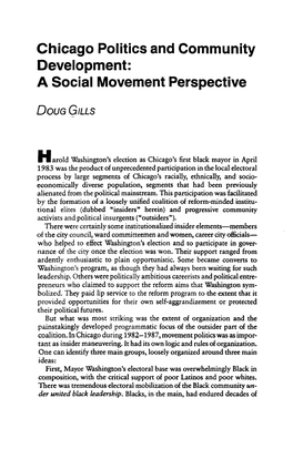 Chicago Politics and Community Development: a Social Movement Perspective