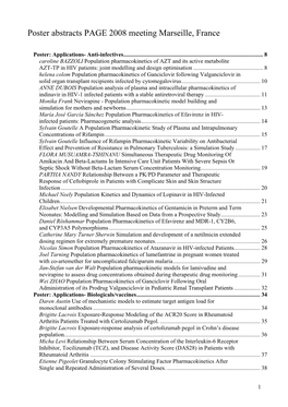 Oral Abstracts PAGE 2008 Meeting Marseille, France