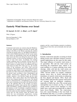 Easterly Wind Storms Over Israel