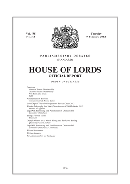 House of Lords Official Report